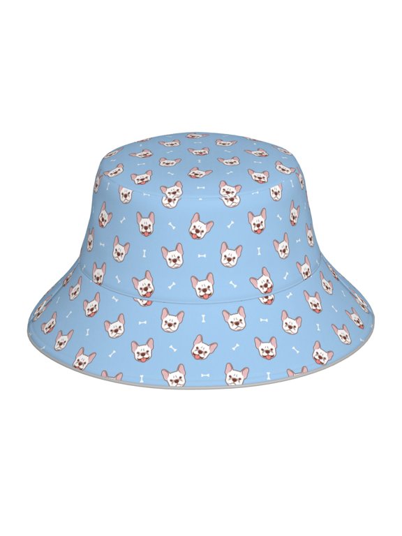 French Bulldog Head for Unisex Bucket Hat Waterproof Rain Hat Reversible Shiny Rave Bucket Hat for Concert Festival Boonie Cap