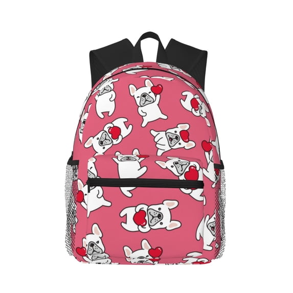 Honeii French Bulldog Print School Backpack,Casual Lightweight Travel Rucksack Daypack,Backpacks for College High