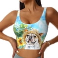 thumbnail image 1 of Honeii French Bulldog Sunflowers Bubbles Patten Workout Crop Tank Top for Women Yoga Tank Tops Athletic Sports Shirts Exercise Undershirts,Sports Bra,Sports vest-Small, 1 of 8