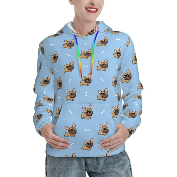 Honeii French Bulldog2 Pattern Womens Oversized Hoodies Long Sleeve Sweatshirts Pullover Fall Outfits with Pocket-Small