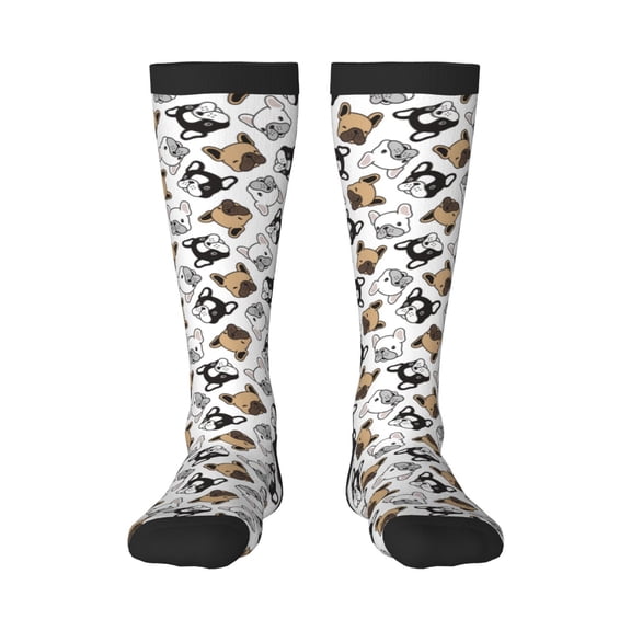 Honeii French Bulldog3 Print Long Socks,Novelty Design Socks Gift for Men and Women,Crew Socks,Calf Socks
