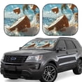 thumbnail image 1 of Honeii Fresh Coconut Splash Print Foldable Car Sun Shade for Windshield, 2-Piece UV Protection Shade, Protects Car Interior, Ideal for Cars, Trucks, SUVs-Medium, 1 of 6