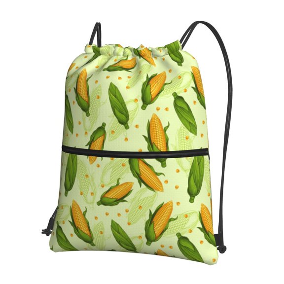 Honeii Fresh Corn Print Drawstring Backpack,String Bag,Sackpack Cinch Water Resistant Nylon for Gym Shopping Sport Yoga