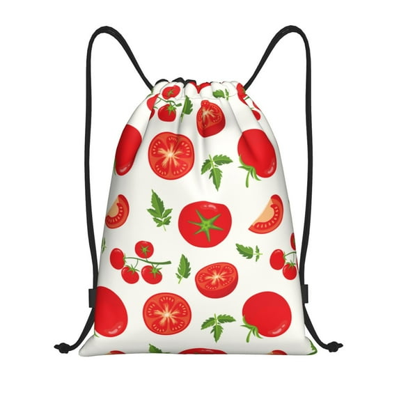Honeii Fresh Red Tomato Print Drawstring Backpack,Drawstring Bags String Backpack Gym Cinch Sack Backpack Sport Bag Draw-Medium