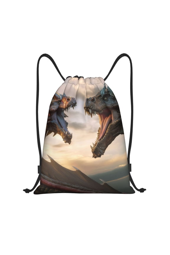 Friendship Dragon Print Drawstring Backpack,Drawstring Bags String Backpack Gym Cinch Sack Backpack Sport Bag Draw-Small