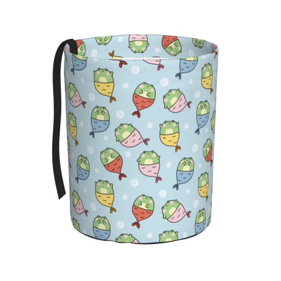 Honeii Frog In Mermaid Print Waterproof Car Trash Can,Waterproof Portable Collapsible Trash Can,Garbage Container fits Most Cars,SUVs,and Trucks