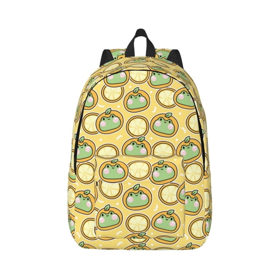Honeii Frog In Orange Hat Print Canvas College Laptop Backpack, Durable Rucksack Travel Notebook Bag School Backpack Book Bag for Men Women-Medium