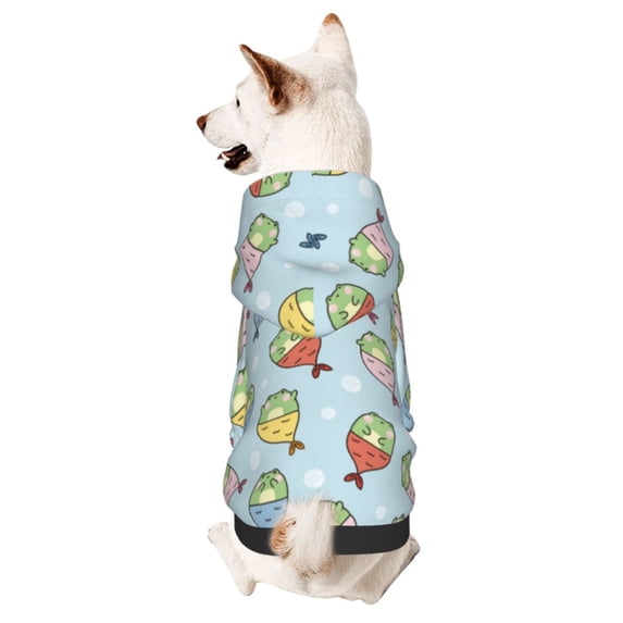 Honeii Frog In Mermaid Print Small Dog Hoodies Pet Hooded Sweatshirts Fall Winter Puppy Cat Sweaters Warm Clothes for Small Dogs Outfits Costume-Medium