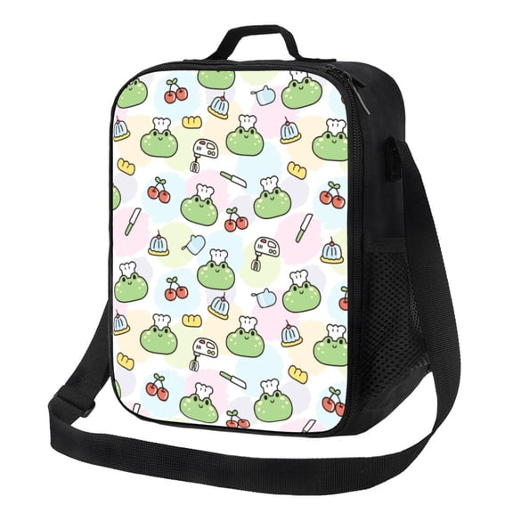 Honeii Frog Wear Chef Hat Print Insulated Lunch Bag, Reusable Lunch Box for Adult, Leakproof Cooler Bag for Work Office Travel Picnic