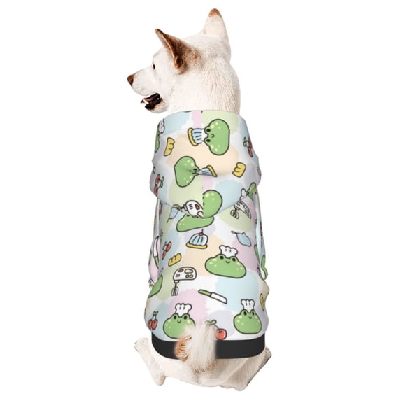 Honeii Frog Wear Chef Hat Print Small Dog Hoodies Pet Hooded Sweatshirts Fall Winter Puppy Cat Sweaters Warm Clothes for Small Dogs Outfits Costume-Small