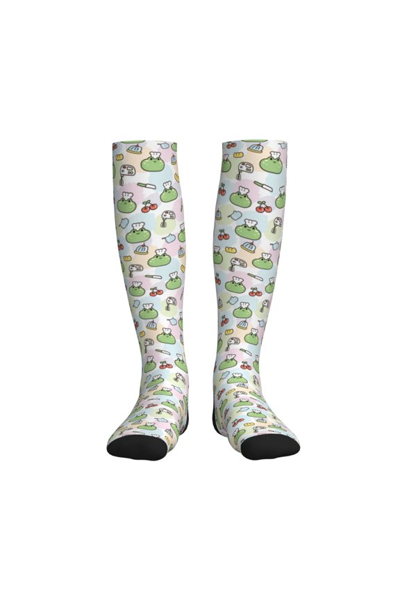 Frog Wear Chef Hat Print Sports Compression Socks,Running Crew Socks,Moisture-Wicking Anti-Blister Hiking&Gym Athletic