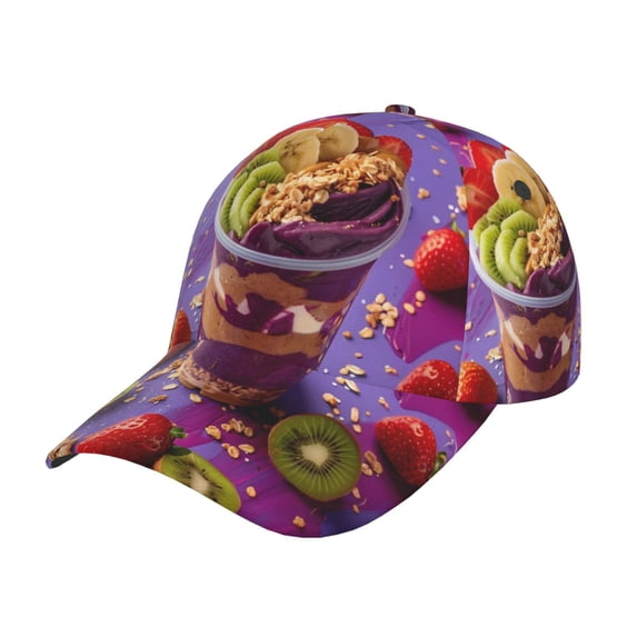 Honeii Fruit Parfait Colorful Print Hat, Women's Baseball Hat Unisex Fit, Baseball Cap,Adjustable One Size