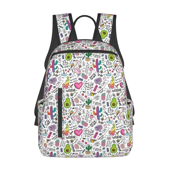 Honeii Fun Animal with Unicorn Print Lightweight Backpacks,Carry on Backpack,Durable Backpack for School, Work & Travel