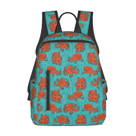 Honeii Fun Octopus Print Lightweight Backpacks,Carry on Backpack,Durable Backpack for School, Work & Travel