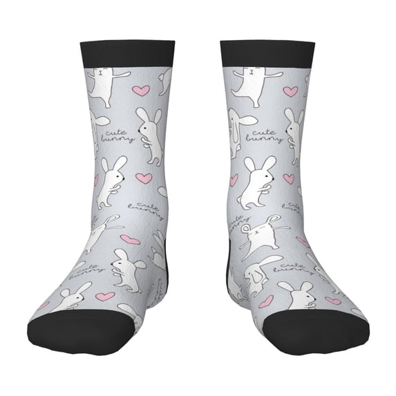 Honeii Fun Rabbit Print Children's Colorful Socks,Unisex Kids and Toddlers' Cushioned Sock,Kids Athletic Crew Socks,for Everyday Wear and Sports