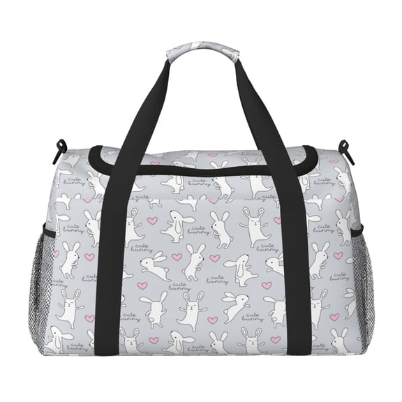 Honeii Fun Rabbit Print Gym Bag,Carry on Weekender Overnight Bag, Travel Duffel Bags, Personal Item Travel Bag,Tote Bag,Workout Dance Bag