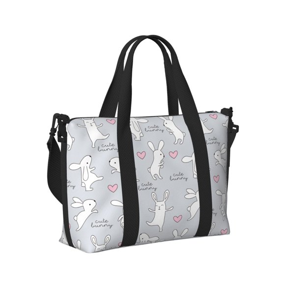 Honeii Fun Rabbit Print Hand Travel Bag,Travel Duffle Bag, Waterproof Weekender Bag,Carry On Tote Bags,Weekender Tote Bag,for Weekend and Business Travel