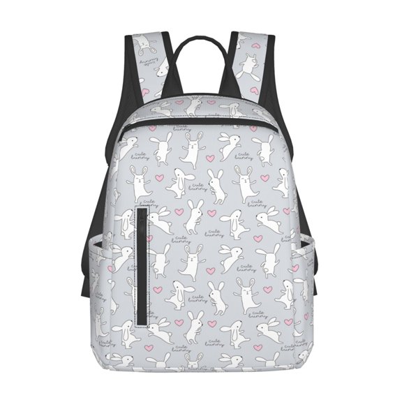 Honeii Fun Rabbit Print Lightweight Backpacks,Carry on Backpack,Durable Backpack for School, Work & Travel