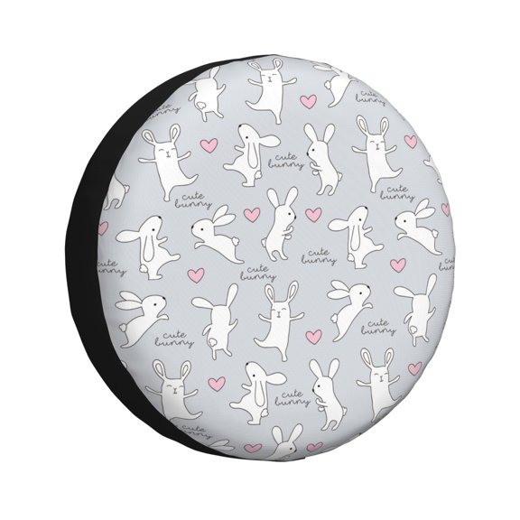 Honeii Fun Rabbit Print Tire Covers, Waterproof Anti-UV Sun Snow Rain Tire Covers for Trailers, RV, Camper, SUV, Truck-16 inch