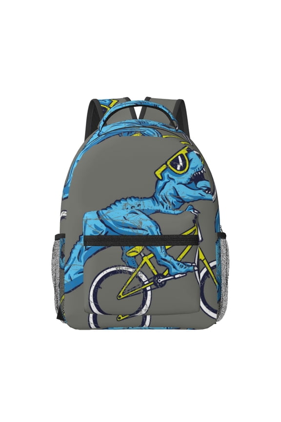 Fun Riding Dinosaur Print Backpack for School,15.6 inch Laptop Back Pack for High School and College Students, Waterproof Computer Bookbag-One Size