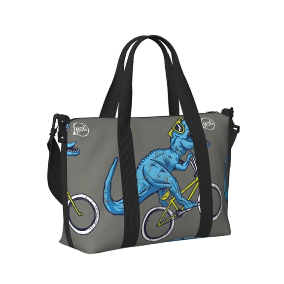 Honeii Fun Riding Dinosaur Print Hand Travel Bag,Travel Duffle Bag, Waterproof Weekender Bag,Carry On Tote Bags,Weekender Tote Bag,for Weekend and Business Travel