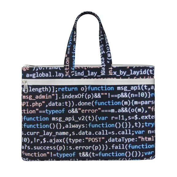 Honeii Function Source Code Print Canvas Tote Bag with Compartments Laptop Tote Bag Large Tote Bag