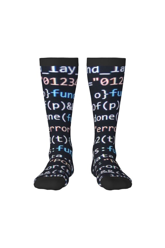 Function Source Code Print Long Socks,Novelty Design Socks Gift for Men and Women,Crew Socks,Calf Socks