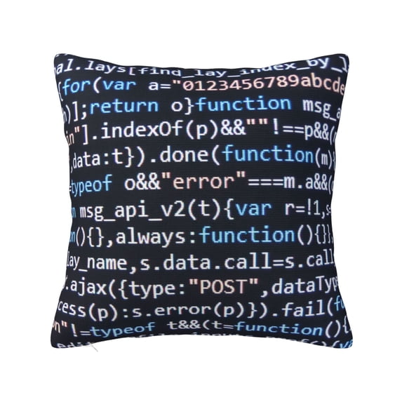 Honeii Function Source Code Print Throw Pillow, Square Decorative Pillow Forms Soft Fluffy Plump Pillow Decorative Pillow Inserts,Couch Pillows-12"x12"