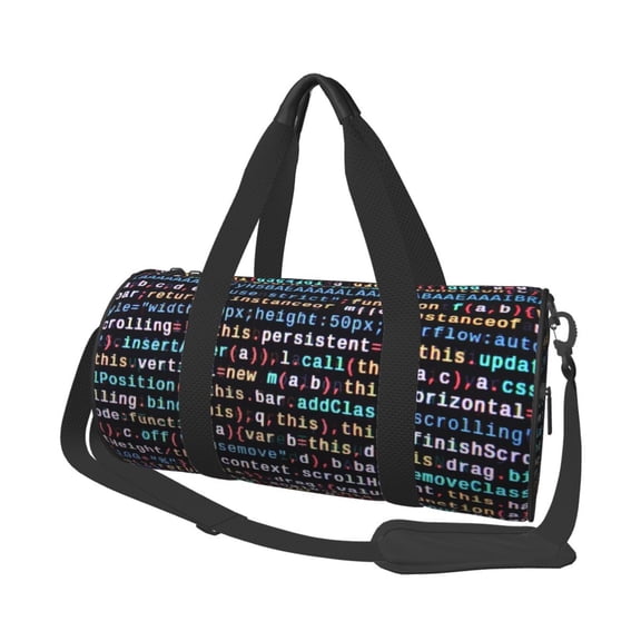 Honeii Function Source Code1 Print Duffle Bag and Adjustable Strap,Foldable Travel Duffel Bags for Men Women,Waterproof Duffel Bags