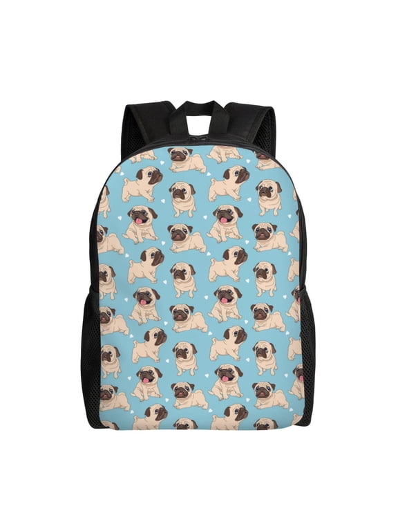Funny Cartoon Pugs Print Laptop Backpack for Work, College, Travel, Daily Backpacks for Men Women, Sport Rucksack,Computer Bag