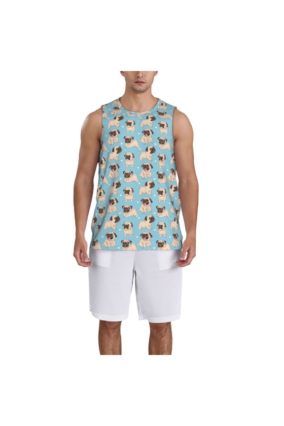 Funny Cartoon Pugs print basktball shirt for men and women, Unisex basketball jersey for Theme party-Small