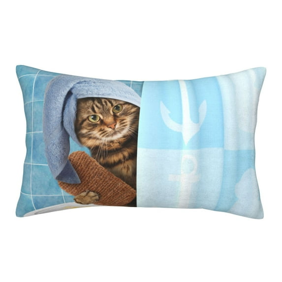 Honeii Funny Cat Taking a Bath Decorative Throw Pillow Case - Elevate Your Couch, Sofa, or Bed with Stylish Home Decor, Perfect Gift Idea-16"x24"