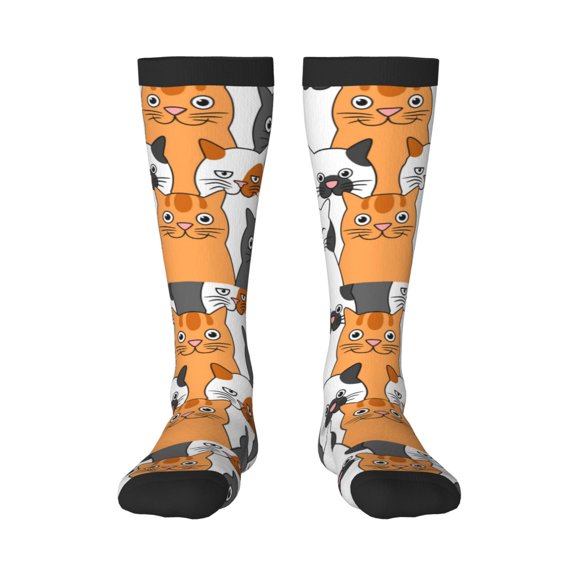Honeii Funny Cats Print Long Socks,Novelty Design Socks Gift for Men and Women,Crew Socks,Calf Socks