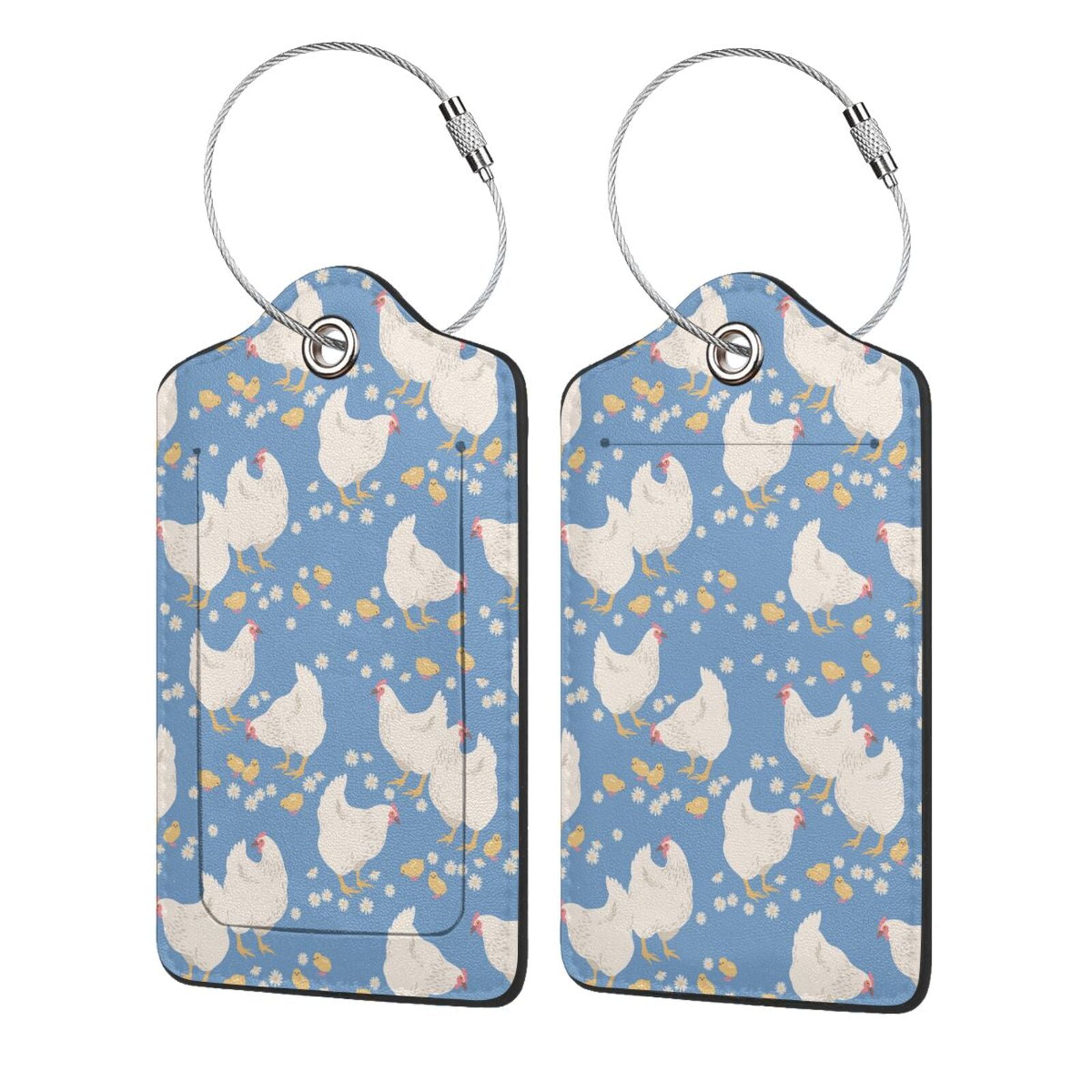 Honeii Funny Chicken Print Leather Luggage Tag for Suitcases,ID Tags ...