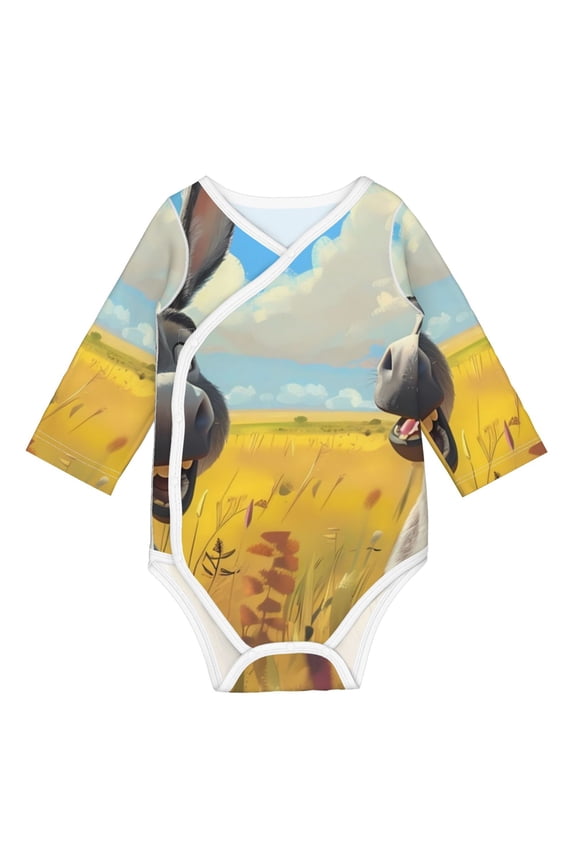 Funny Countryside Donkey for Baby Long Sleeve Bodysuits One-piece 100% Organic Cotton for Infant Baby Boys and Grils, Unisex-2 Years