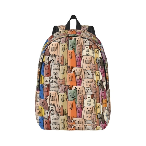 Honeii Funny Dogs Family Print Canvas College Laptop Backpack, Durable Rucksack Travel Notebook Bag School Backpack Book Bag for Men Women-Small