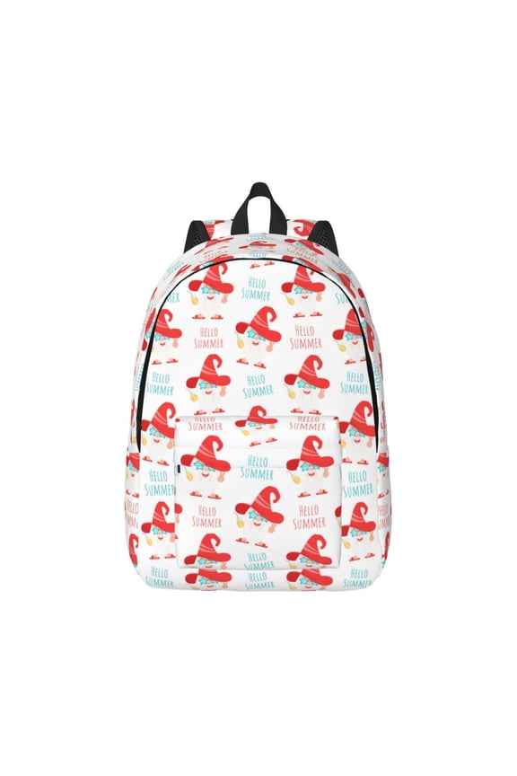 Funny Gnomes Print Canvas College Laptop Backpack, Durable Rucksack Travel Notebook Bag School Backpack Book Bag for Men Women-Medium