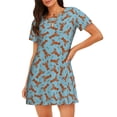 thumbnail image 1 of Honeii Funny Lobsters Print Women's Loose Short Sleeve Nightgown, Soft Cotton Sleepwear, Comfy Loose Fit Pajama Dress for Sleep and Lounge, 1 of 6