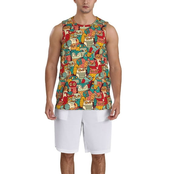 Honeii Funny Owl Bird print basktball shirt for men and women, Unisex basketball jersey for Theme party-Small