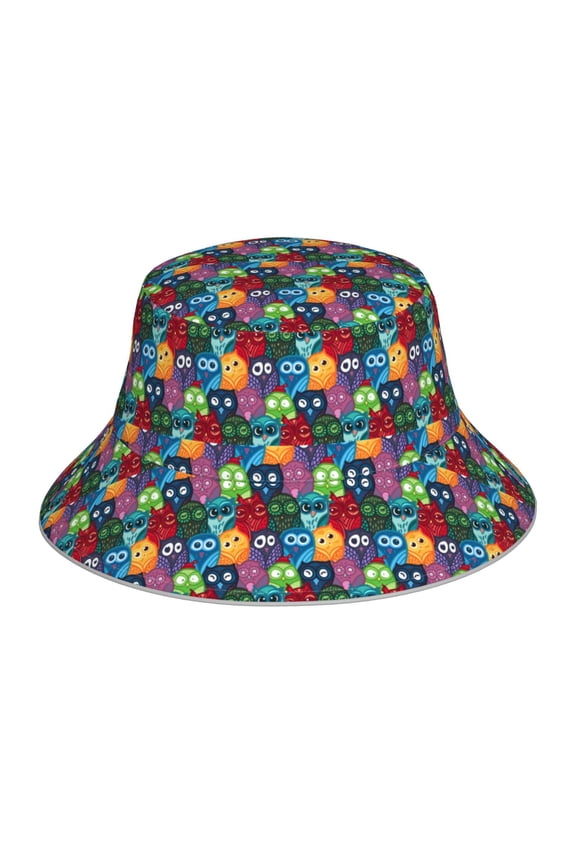 Funny Owls for Unisex Bucket Hat Waterproof Rain Hat Reversible Shiny Rave Bucket Hat for Concert Festival Boonie Cap