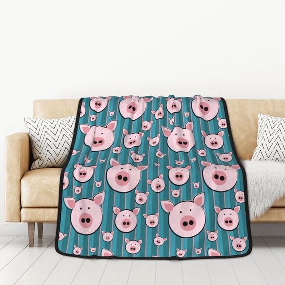 Honeii Funny Pig Faces for Throw Blanket for Couch - Thick Blanket, Soft Fuzzy Plush Throw Blanket for All Seasons, Double Sided Blanket,50x60 In
