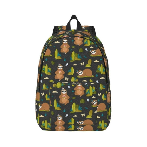 Honeii Funny Sloths In The Forest Print Canvas College Laptop Backpack, Durable Rucksack Travel Notebook Bag School Backpack Book Bag for Men Women-Small