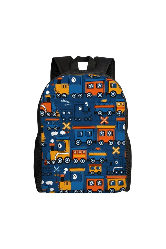 Funny Steam Train Print Laptop Backpack for Work, College, Travel, Daily Backpacks for Men Women, Sport Rucksack,Computer Bag
