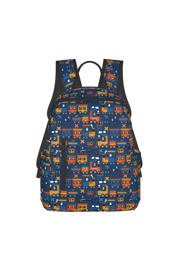 Funny Steam Train Print Lightweight Backpacks,Carry on Backpack,Durable Backpack for School, Work & Travel