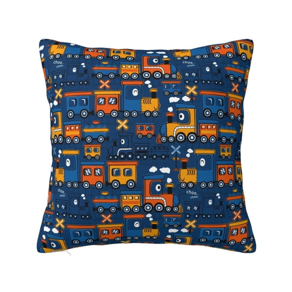 Honeii Funny Steam Train Print Throw Pillow, Square Decorative Pillow Forms Soft Fluffy Plump Pillow Decorative Pillow Inserts,Couch Pillows-24"x24"