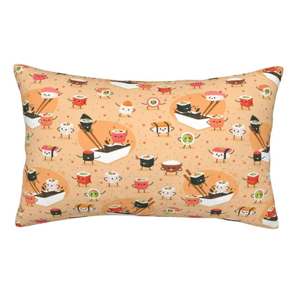 Honeii Funny Sushi Print Pillow Cases,Plush Throw Pillow Covers,Decorative Pillowcase for Sofa, Couch, Living Room-20"x30"