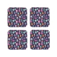 thumbnail image 1 of Honeii Funny colorful skull ghost Print Leather Coaster Set of 4, Ideal for Safeguarding Your Furniture from Drinks Spills and Effortless Cleanup-Square, 1 of 6