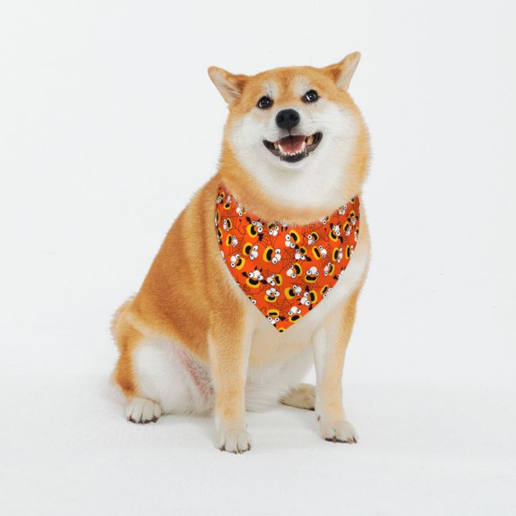 Honeii Funny corn spider web Pattern Pet Scarf for Small Dogs and Cats,Washable Triangle Dog Scarfs with Adjustable Buckle,Dog Bandana-X-Large