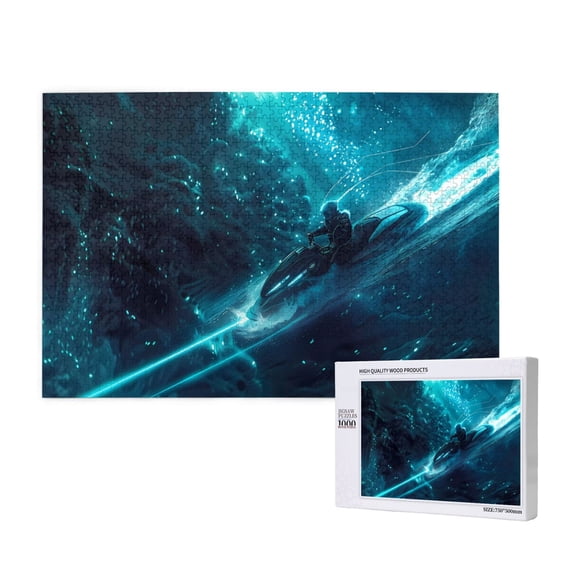 Honeii Futuristic Jet Ski Adventure Pattern 1000 Piece Puzzles for Adults, Jigsaw Puzzles