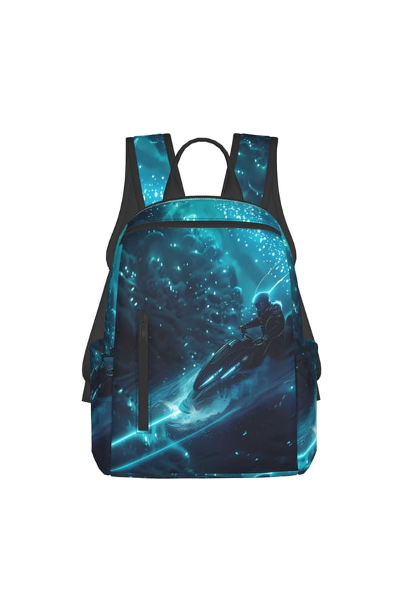Futuristic Jet Ski Adventure Print Lightweight Backpacks,Carry on Backpack,Durable Backpack for School, Work & Travel
